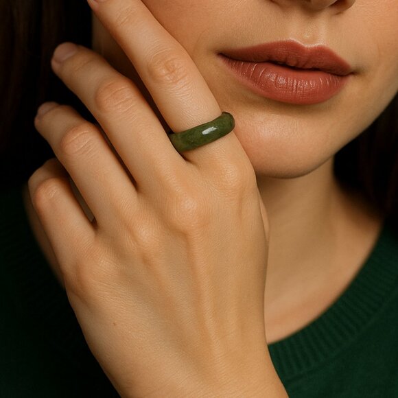 Nephrite Jade Band Ring Size 6 - Picture 1 of 7